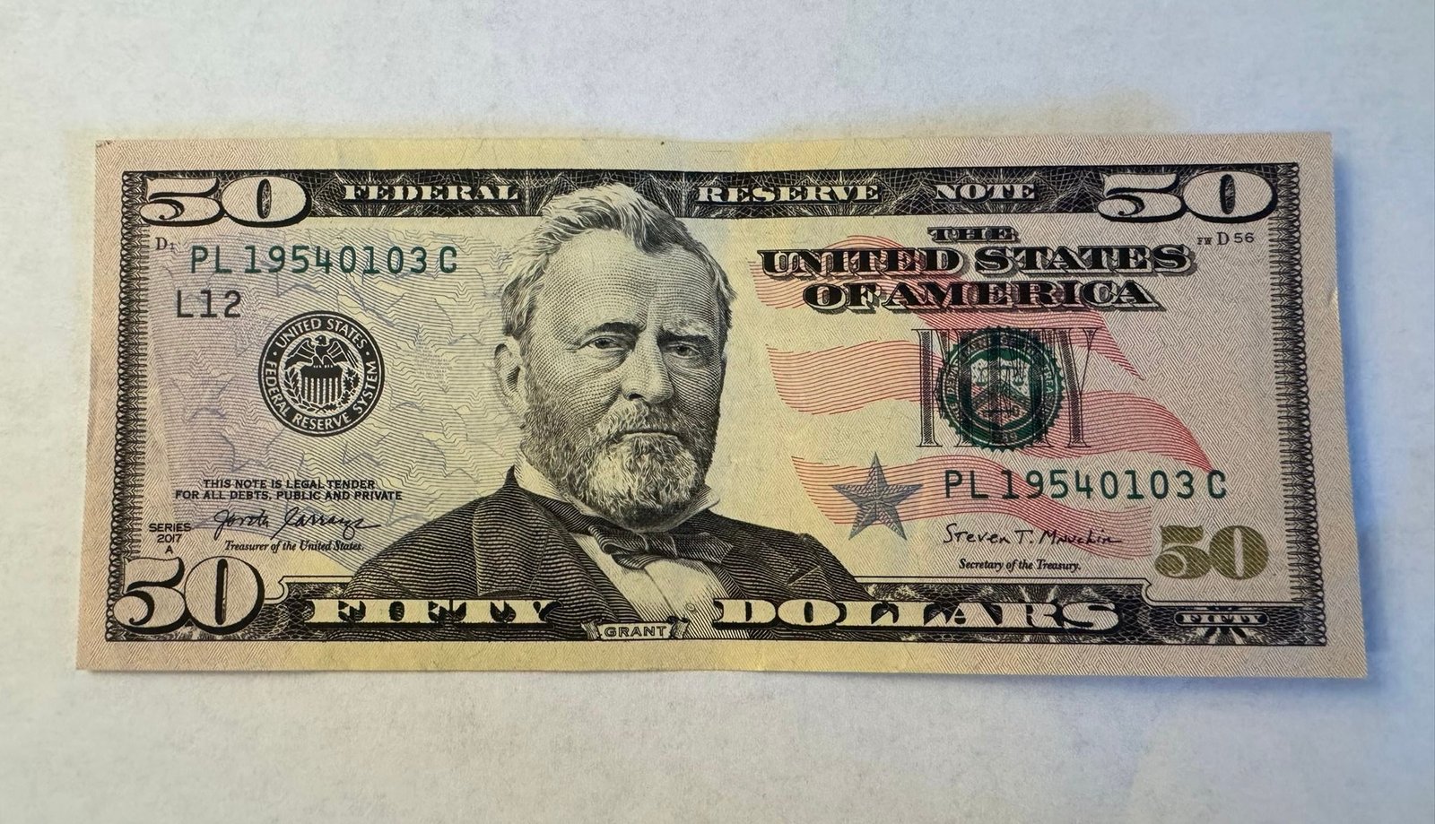 50 dollar bill birthdate note